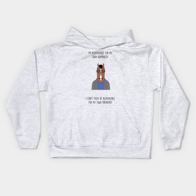 Bojack Horseman Kids Hoodie by wackyposters